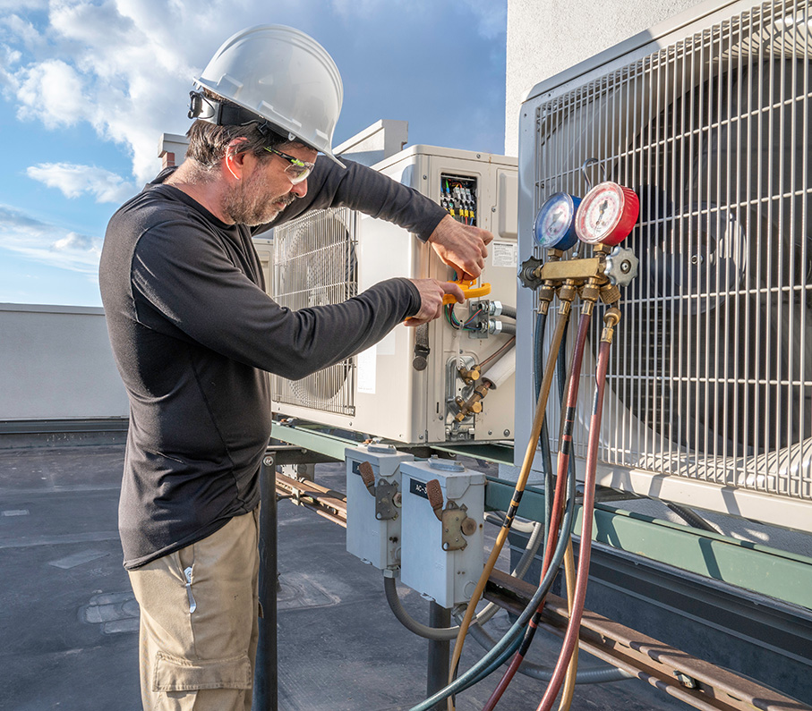 Technician doing a maintenance service